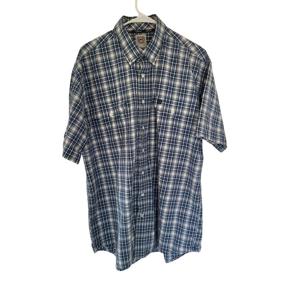 Cinch Men's Plaid Short Sleeve Button Up Shirt Western Rodeo Blue White #2 - Picture 1 of 7